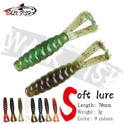 WALK FISH 6PCS Diver Grub Soft Fishing Lure Twin Tail Salted Tpr Floating Tough Plastic Worm Bait Silicone Wobbler Leurre Souple