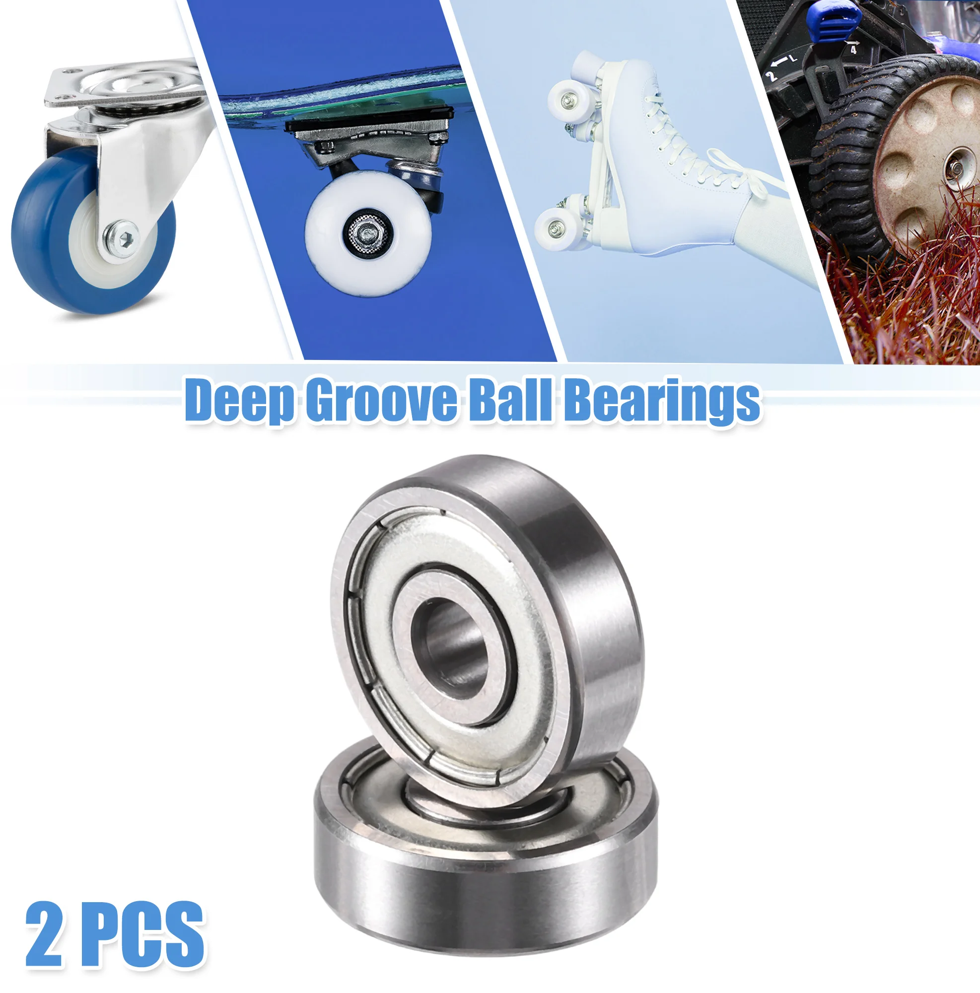 Motoforti 2 Pcs 634ZZ 4x16x5mm Double Shield Single Row Deep Groove Ball Bearings Silver Tone