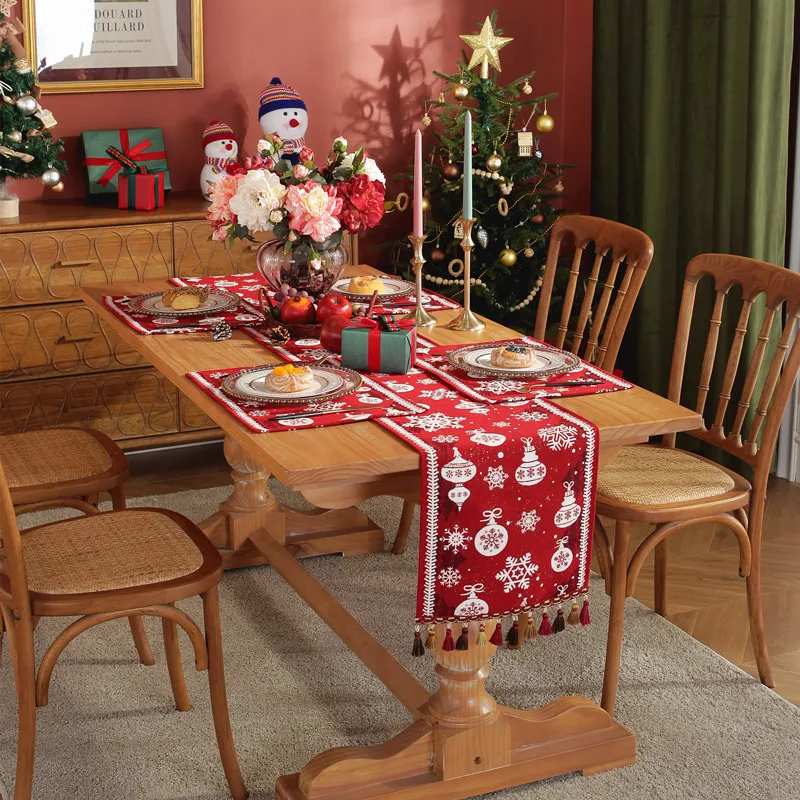 Christmas Table Runner Yarn-dyed Jacquard Snowflake Table Cloth Decoration Table Runners navidad decoraciones para el hogar