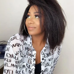 Glueless Kinky Straight Bob Wigs 100% Human Hair 13x4 Lace Front Wig For Women Natural Color 8-14Inch Yaki Straight Bob Ready Go