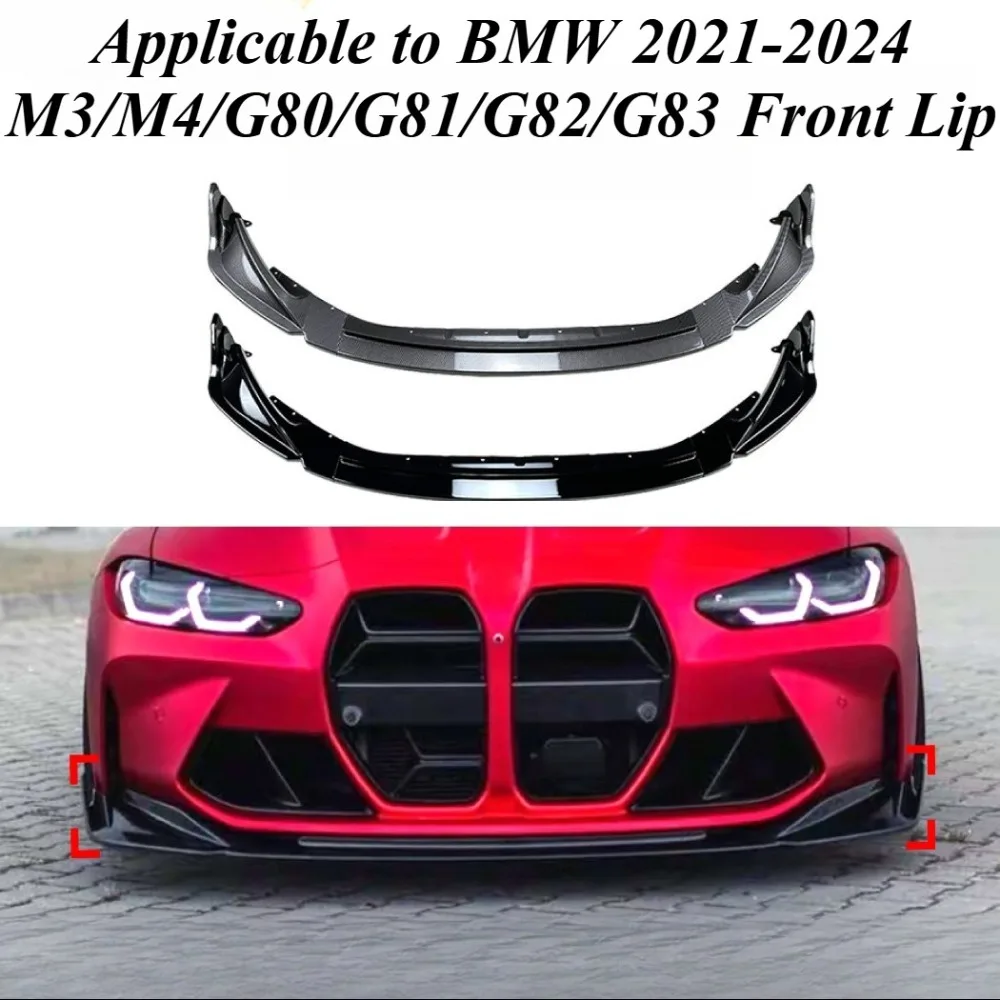 

For BMW M3 M4 G80 G81 G82 G83 2021-2024 Front Bumper Lip Spoiler Splitter ABS Plastic Car Styling Body Kit Auto Exterior Parts