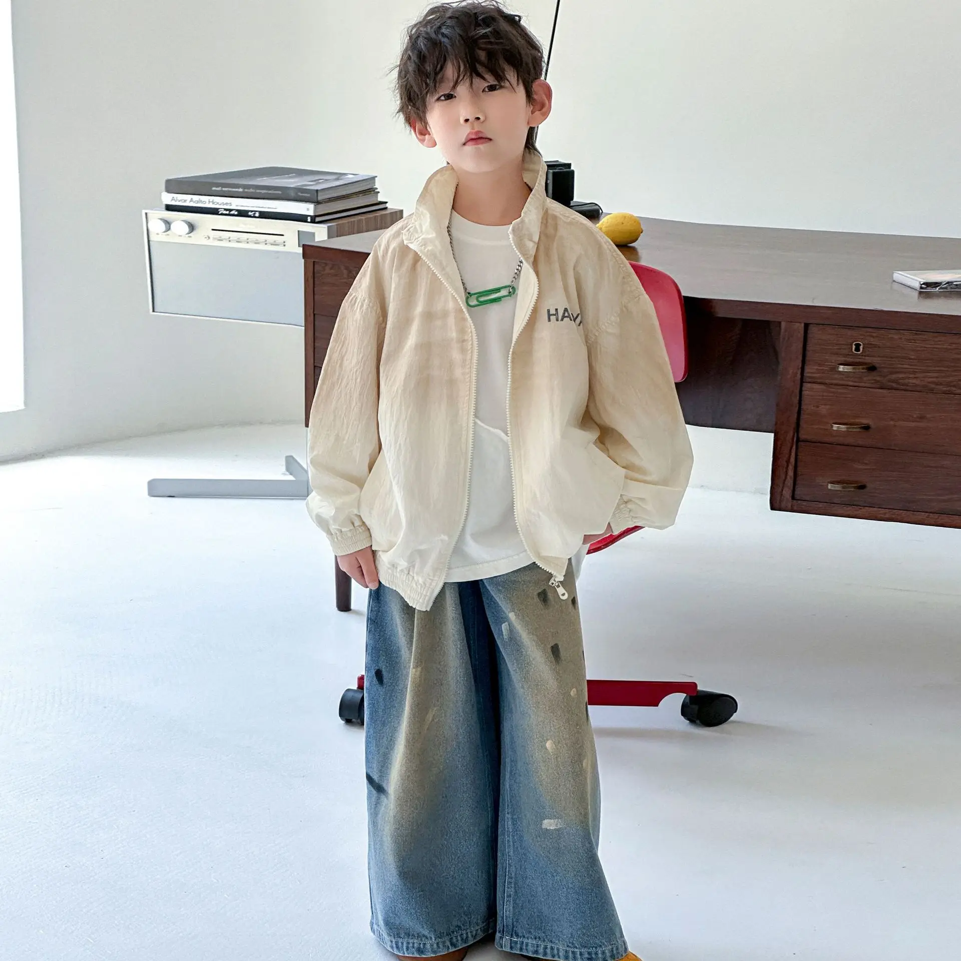 

Autumn New Boys Letter Casual Coat 2025 Children Clothing Boys Korean Style Personalized Coat Fashionable All Match Top