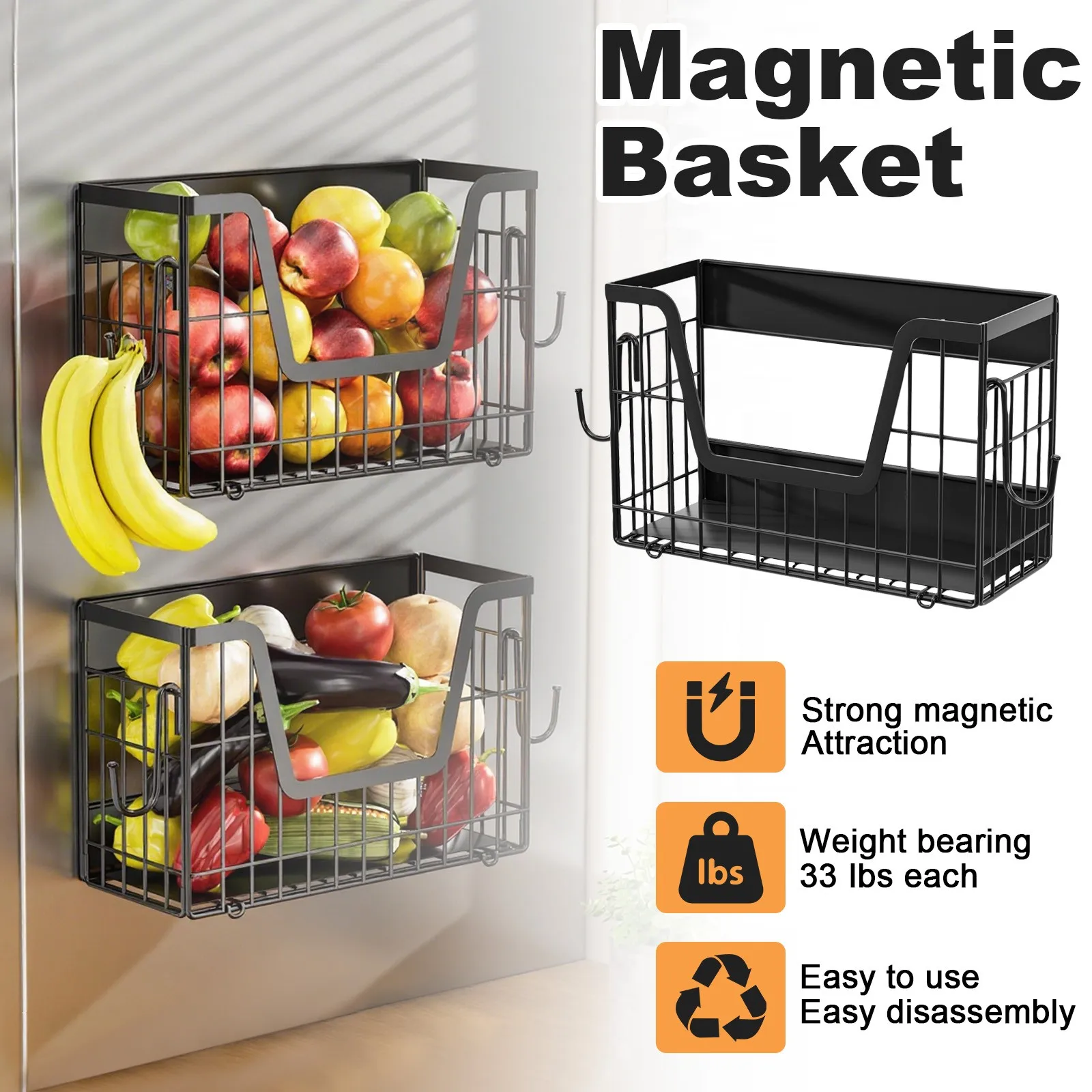 

Magnetic Large Capacity Refrigerator Rack Durable Multipropse Kitchen Counter Laundry Room Storage Shelf