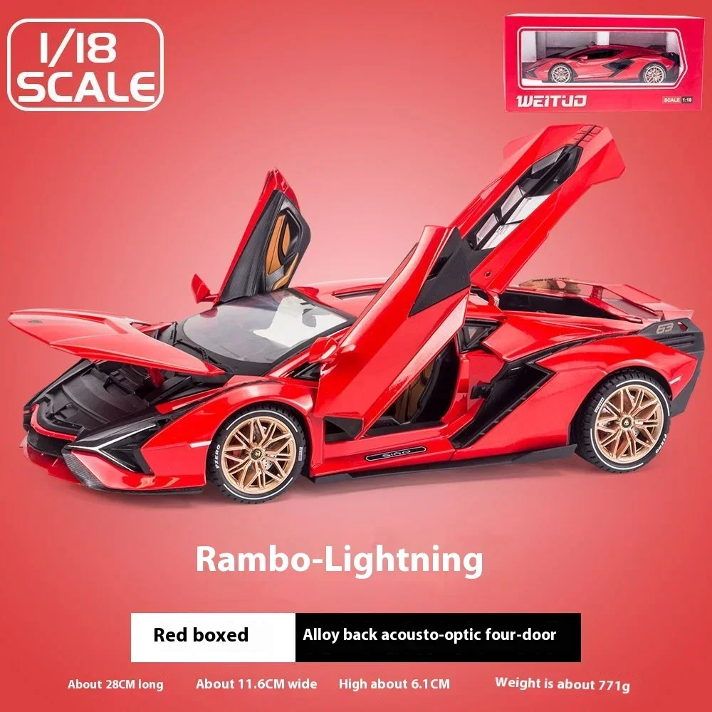 1:18 Lamborghini SIAN FKP37 sportwagen Diecast Metaallegering Model auto Geluid Licht Pull Back Collection Kinderen Speelgoed geschenken
