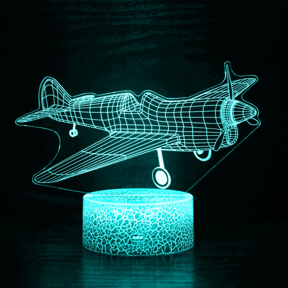 

Airplane Night Light 3D LED Optical Illusion Lamp for Boys Bedroom Lamps Illusion Lamp Kids Room Decor Gifts for Aircraft Lover