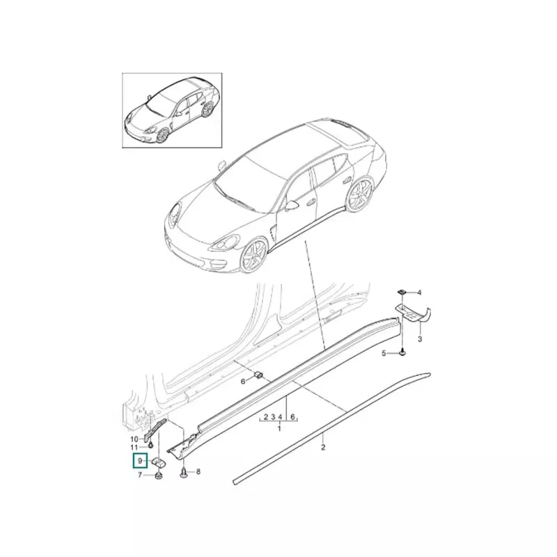 Passend für Porsche Panamera Body Top Kleber Auto-Klinken-Stützpunkt 97050458500 97050458501