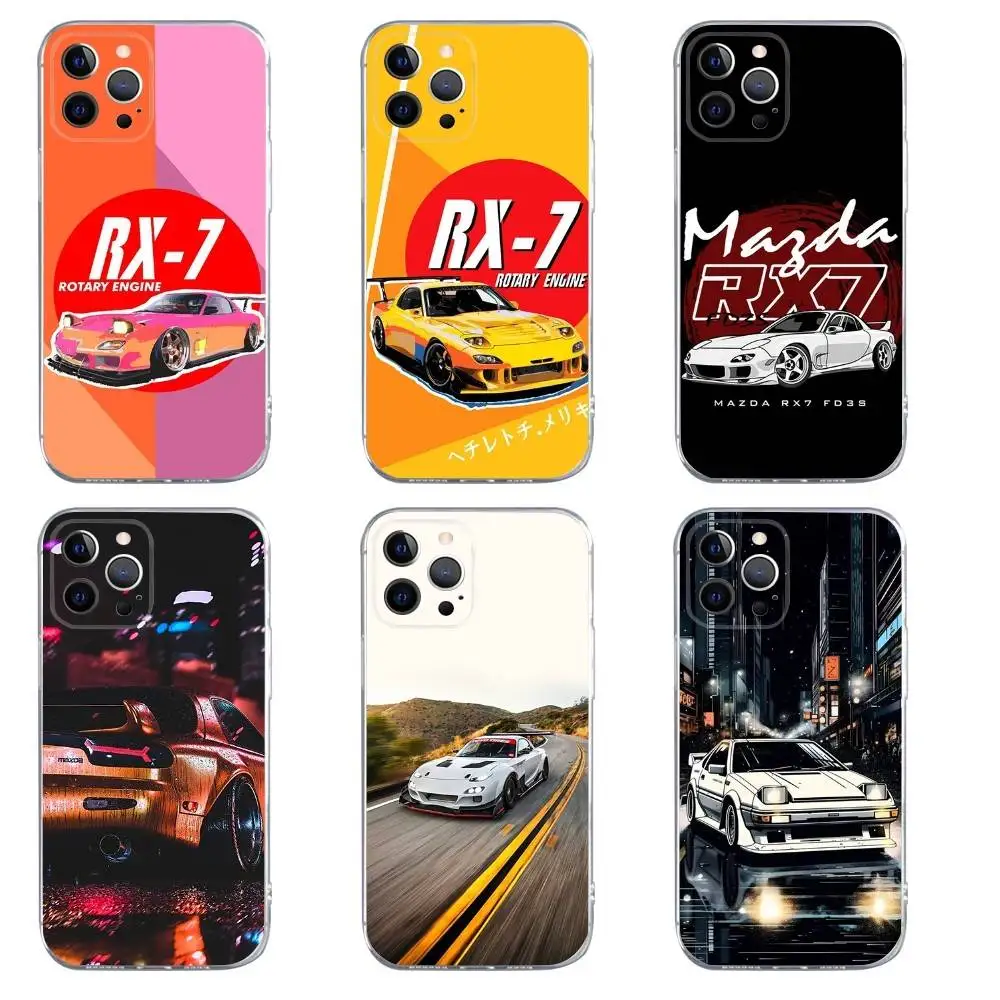 

JDM Car RX7 MX5 Legends Phone Case For iPhone 16,15,14,13,12,11,Pro,Max,Xs,Xr,X,7,8,Plus,Mini Silicone Clear Cover