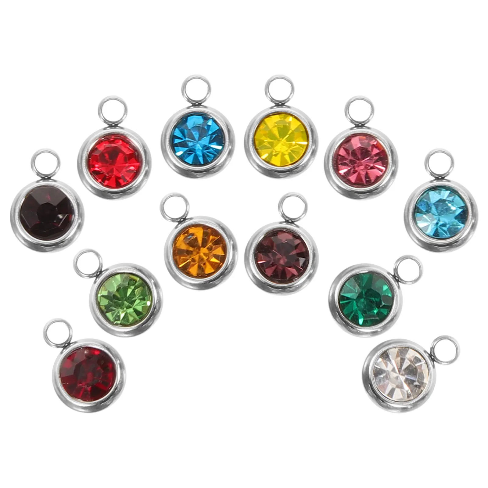 

12pcs Birthstone Pendant Jewelry Accessory Stainless Steel Necklace Charms DIY Craft Earring Making Project Accessories