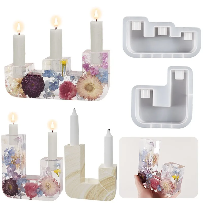 Special-Shaped Stepped Candle Base Plugin Silicone Mold DIY Gypsum Candle Holder Stand Decorative Ornament Resin Mold Handicraft