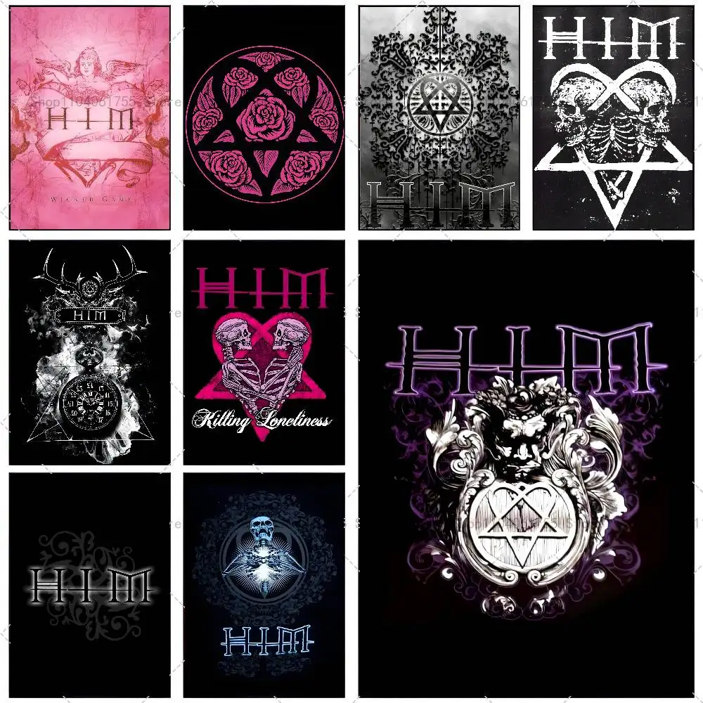 Rock Band H-HIM Poster Self-adhesive Art Waterproof Paper Sticker Coffee House Bar Room Wall Decor