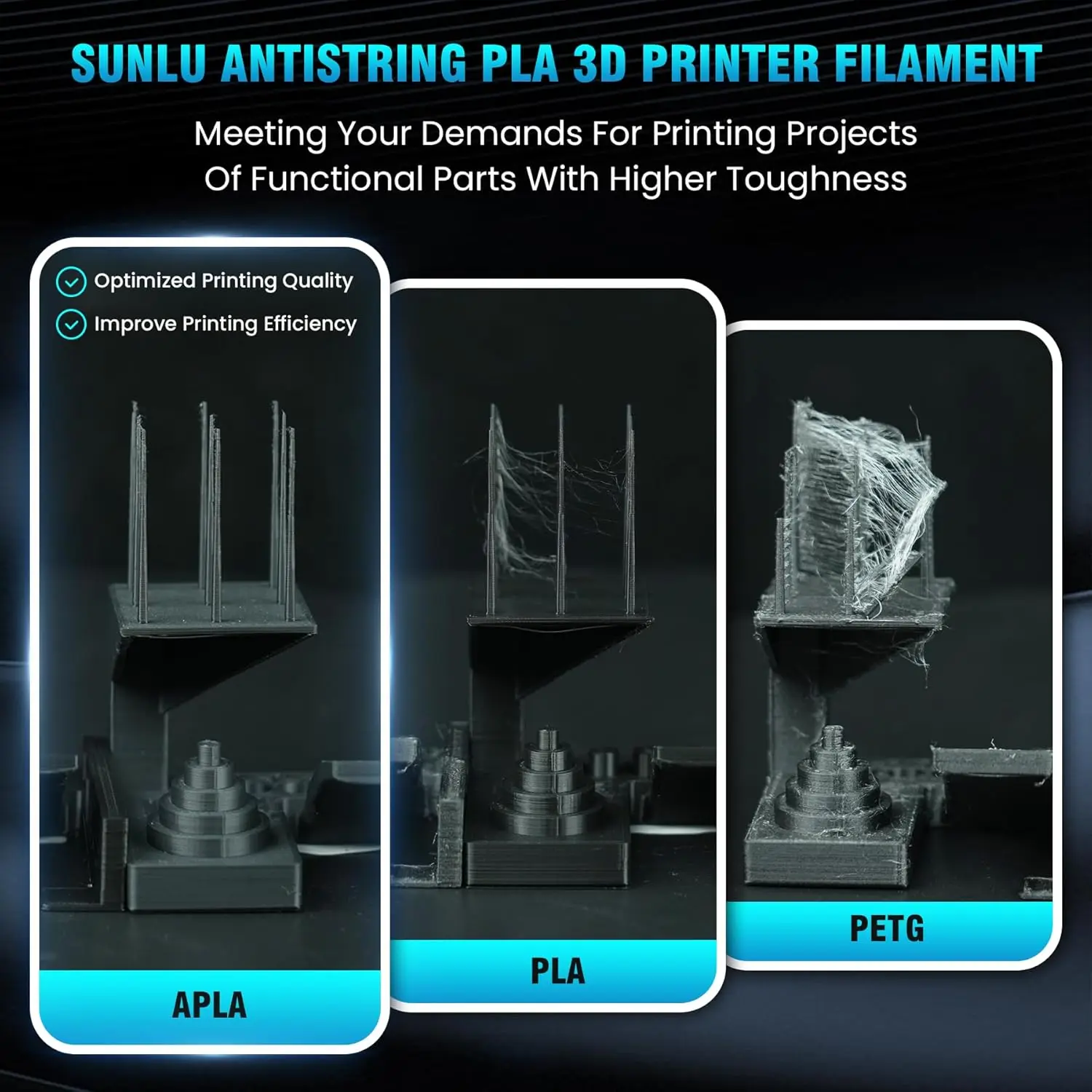 Imagem -03 - Sunlu 10kg Apla Pla Meta Alta Velocidade Pla Pla Filamnet Fosco 1.75 mm 10 Rolo 1kg Filamento de Impressora 3d Ferida Ordenadamente para Impressora 3d