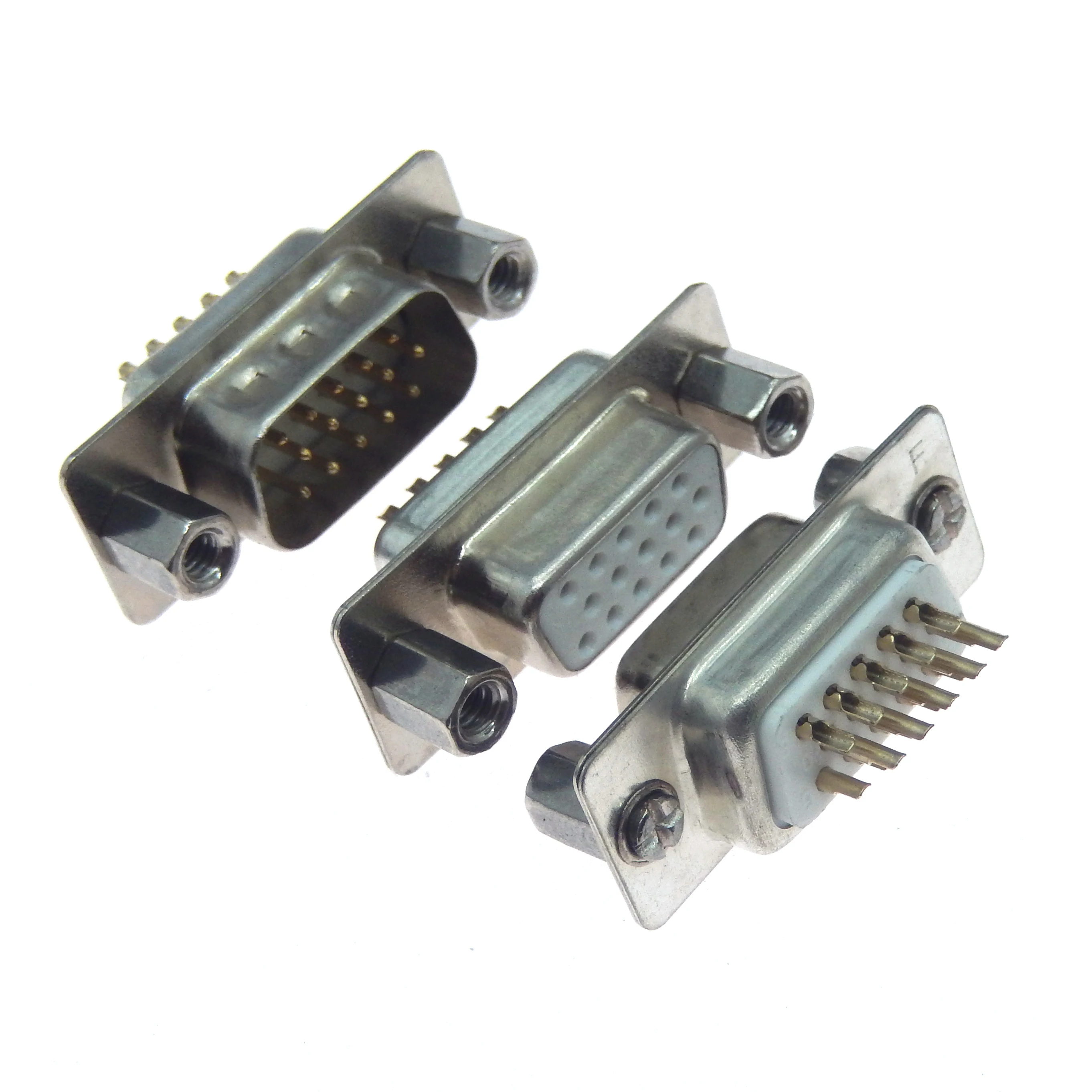 2PCS VGA Welding Plug DB15 Adapter Connector DB15 Female Male Port Socket D Sub HDB15 3 Row 15Pin Plug Computer Video Interface