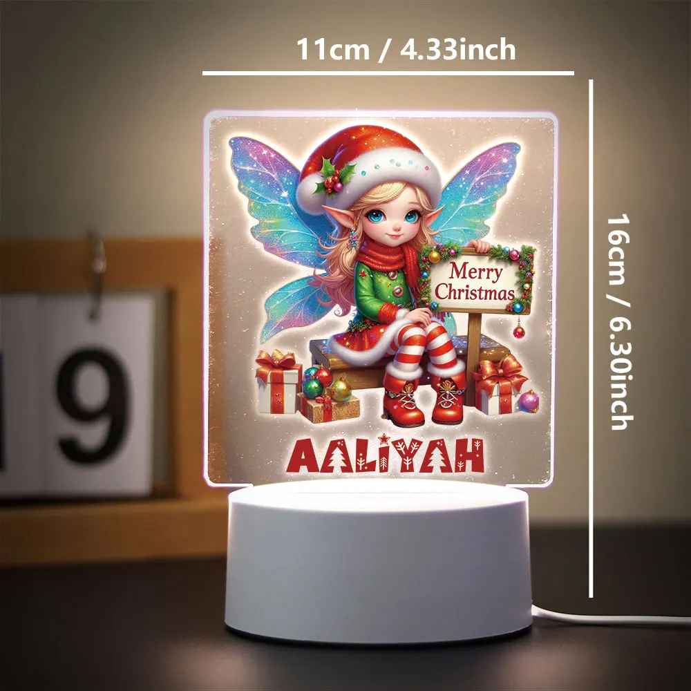 1 pc cool Christmas fairy UV Print Customized Name 3D Visual Night Light Led Table Lamp Table Desk Decor Christmas Gift