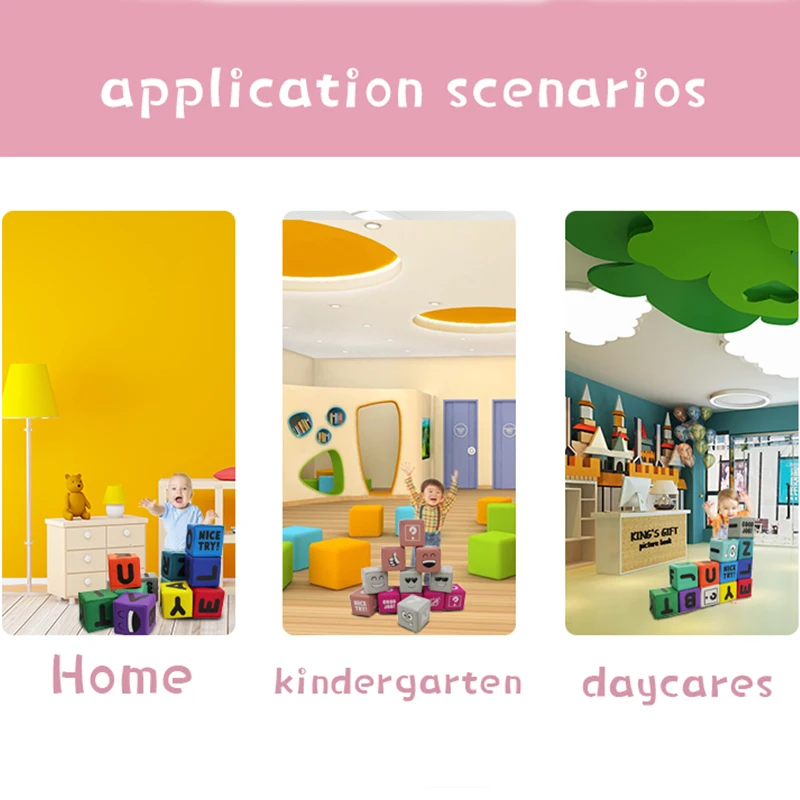 مكعبات بناء إسفنجية من قماش البولي يوريثان مع أرقام الحروف الهجائية والأشكال والكلمات للأطفال الذين يلعبون في الداخل #4