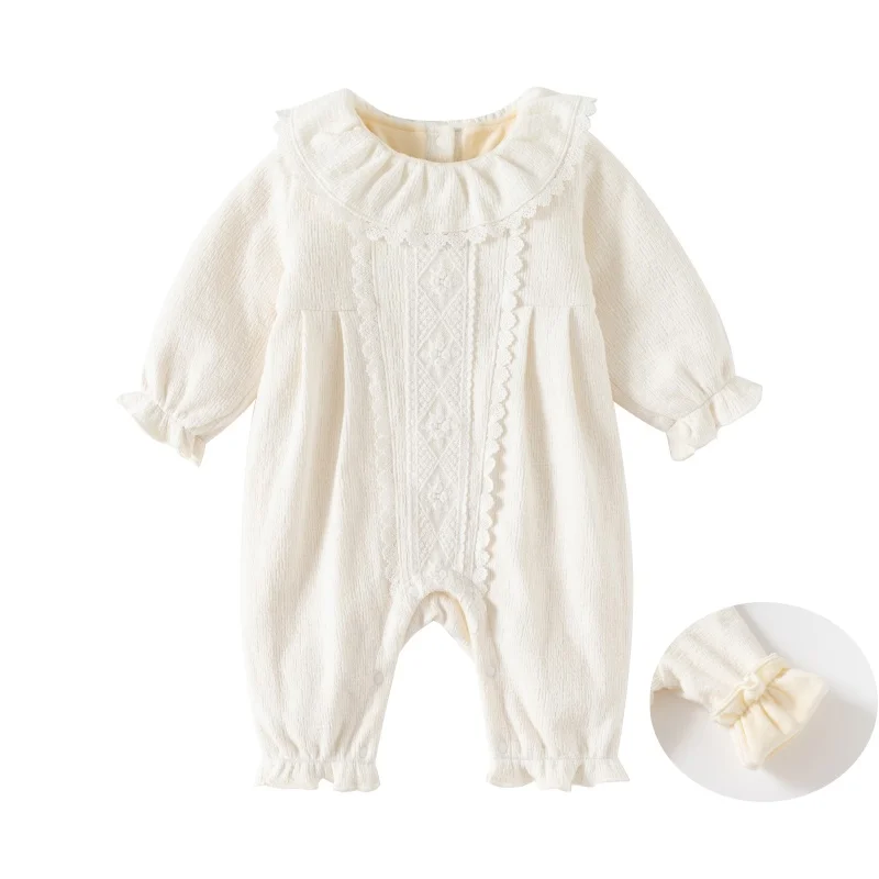 Winter Thickened Warm Newborn Baby Girl Rompers Ruffles lace Infant Girls Jumpsuits Onesie Clothes