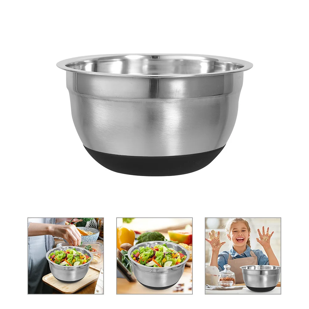 

Stainless Steel Salad Bowl 30Cm Large Mixing Bowl Kitchen Vegetable Washing Basin Metal Baking Accessory