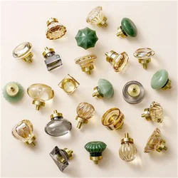 2Pcs Brass Crystal Furniture Handle Door Knobs Luxury Round Cabinet Door Handles For Drawer Wardrobe Kitchen Pulls Decoration