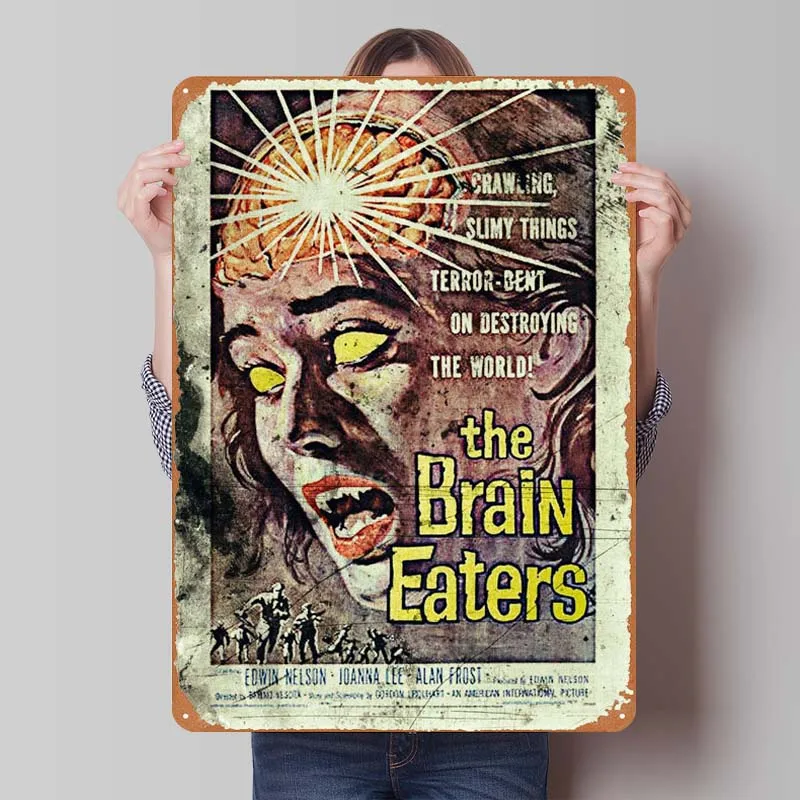 The Brain Eaters 1958 Poster Retro Retro Metal Tin Signs Vintage for Bar Restaurant Coffee Bar Wall Decoration Home Sign Art