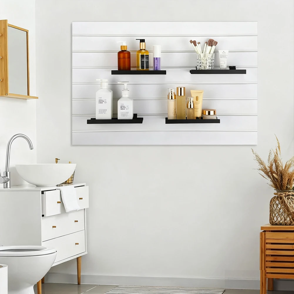 Metal Wall-Mounted Slat Shelf, Iron Storage Rack For Home Or Office Display, 25X12.5X3.5 Cm Space-Saving Organizer, Easy Install