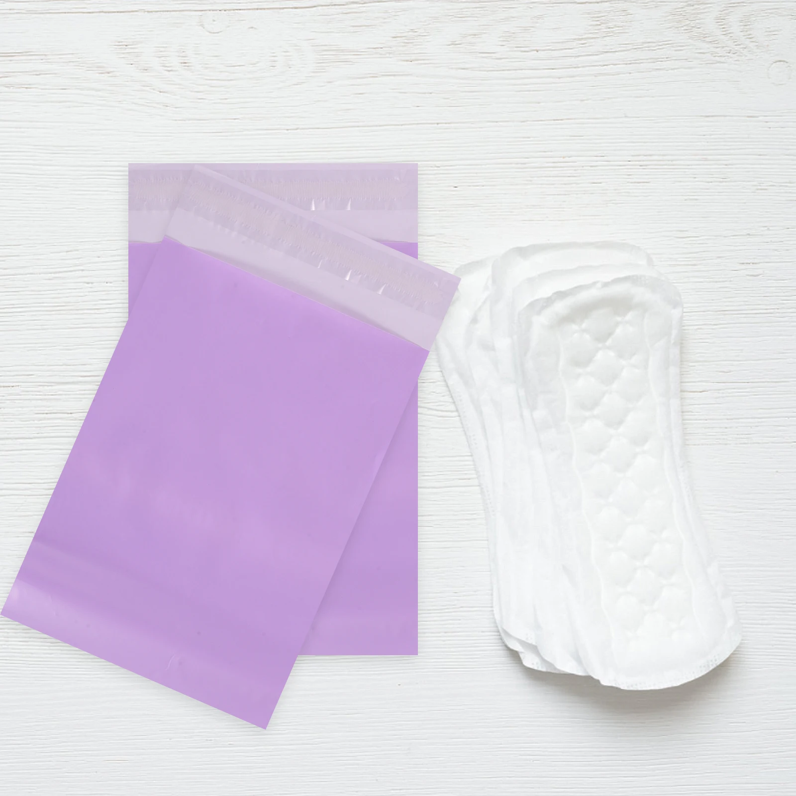 

100Pcs Women Sanitary Bag Purple Thickened Disposable Menstrual Bags Self Adhesive Courier Pouches for Feminine Hygiene