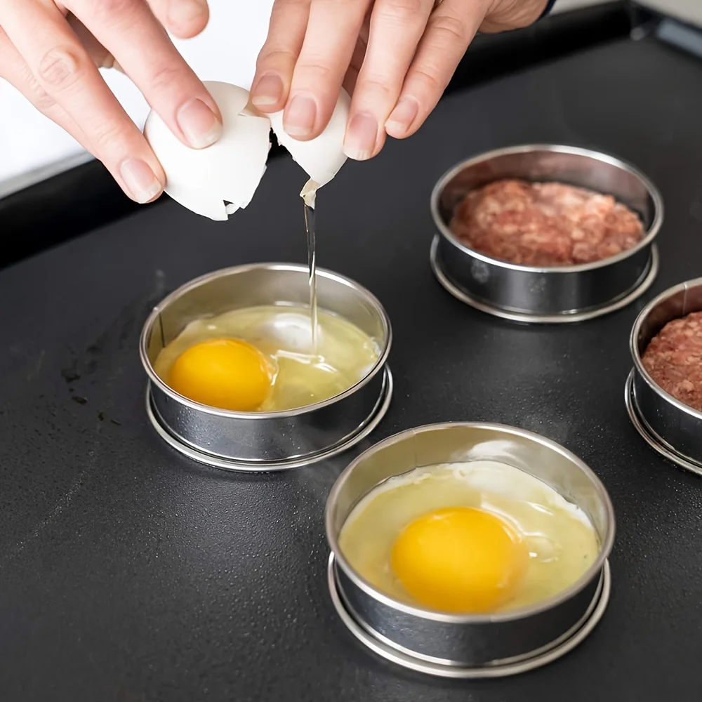 

6pcs Stainless Steel English Muffin Rings,Double-Rolled Nonstick Round Tart & Crumpet Molds for Perfectly Round Pancakes, Eggs