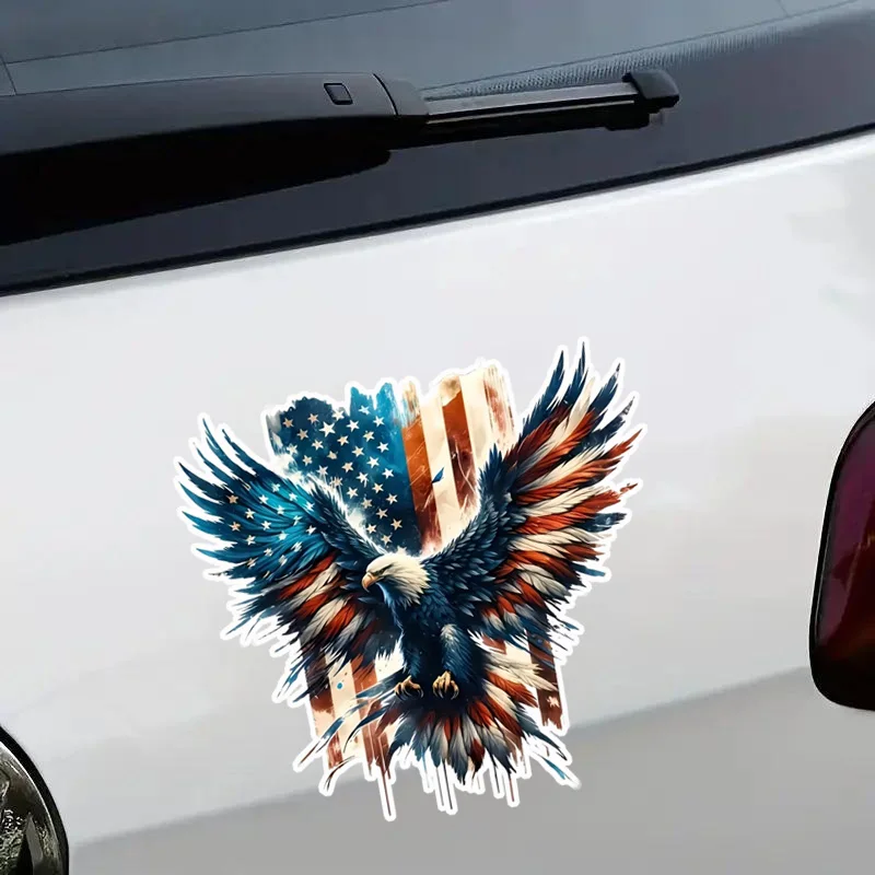 

14x13 см наклейка на бампер с американским флагом и орлом — патриотическая виниловая наклейка для автомобилей, грузовиков, внедорожников, окон, ноутбуков, мотоциклов