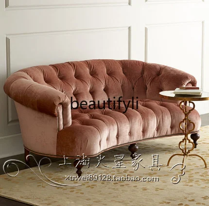 

American country fabric sofa European neoclassical, villa hotel cafe sofa single double triple