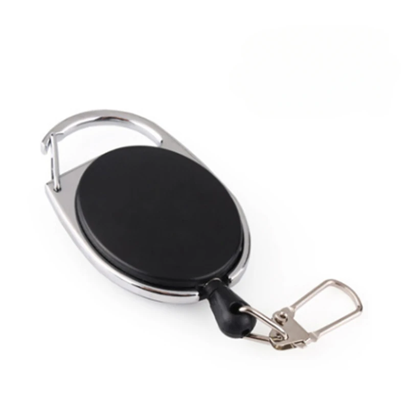 Metal Bade Reel Outdoor Hiking Bagpack Hook Fishing Retracable Keychain Working Permit Clip Oval Pass Work Card Badge Clip Reels