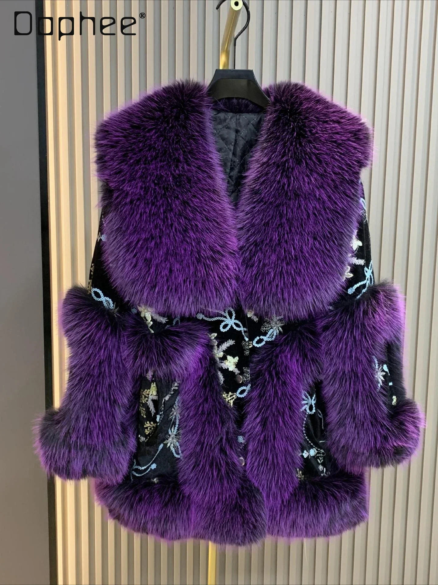 

Winter New High-end Heavy Industry Imitation Fur Coat Fashionable Warm Mid Length Imitation Fox Hair Faux Fur Coats 2024 Jacket