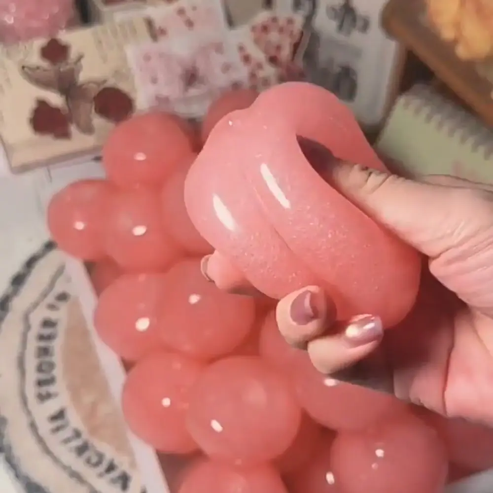 Translucent Pink Peach Slushy Squishy Shapeable Finger Relax Jelly Mochi Squeeze Pinch Handmade Sensory Fidget Ball