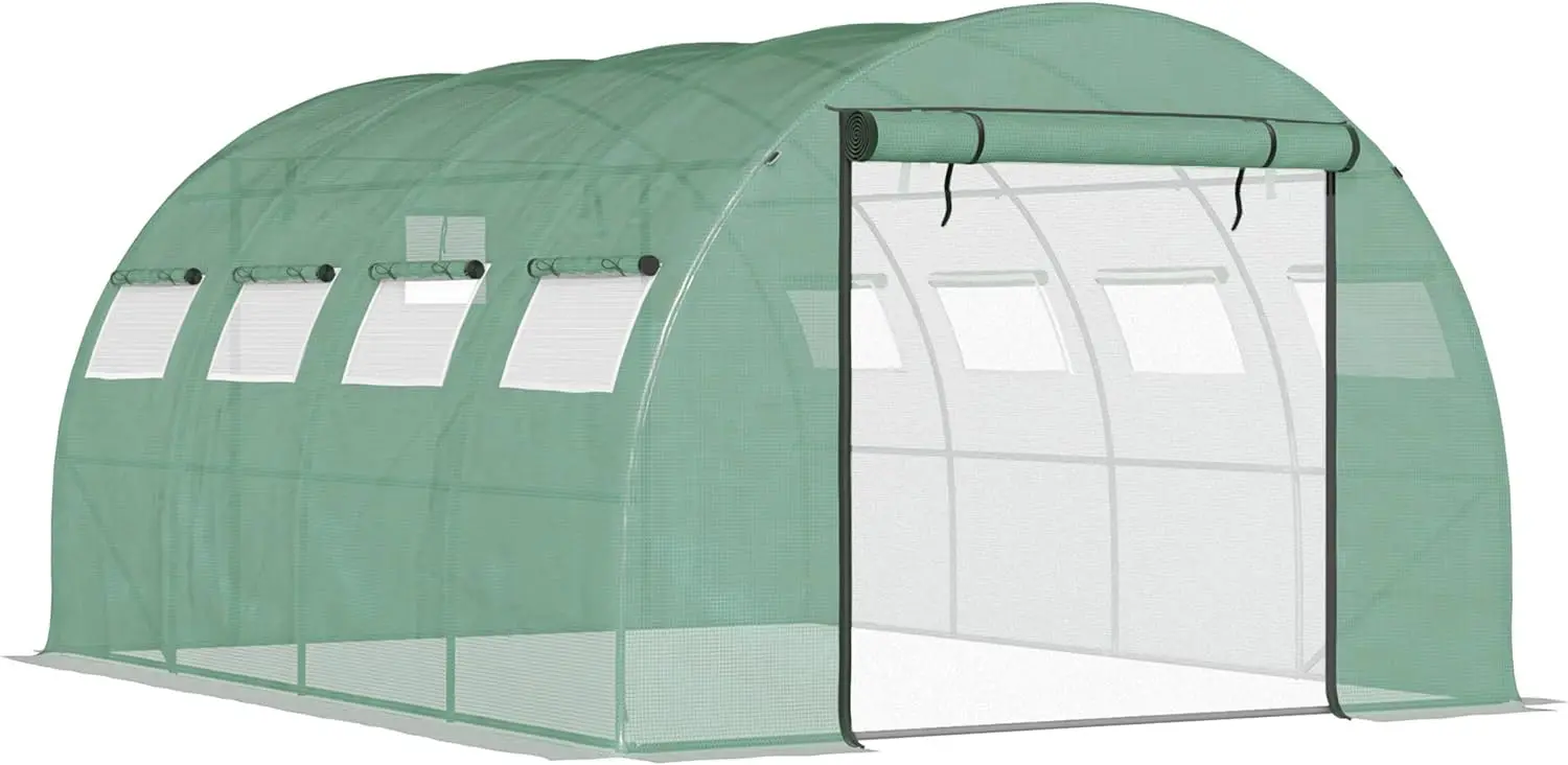 

Walk-in Tunnel Greenhouse with Zippered Mesh Doors & Mesh Windows, Upgraded Gardening Plant Hot House