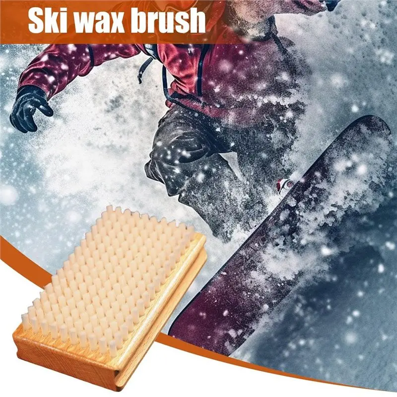 Y49A-Snowboard Wax Brush Kit-For Ski Maintenance 3Pcs Nylon, Brass& Horsehair Brushes