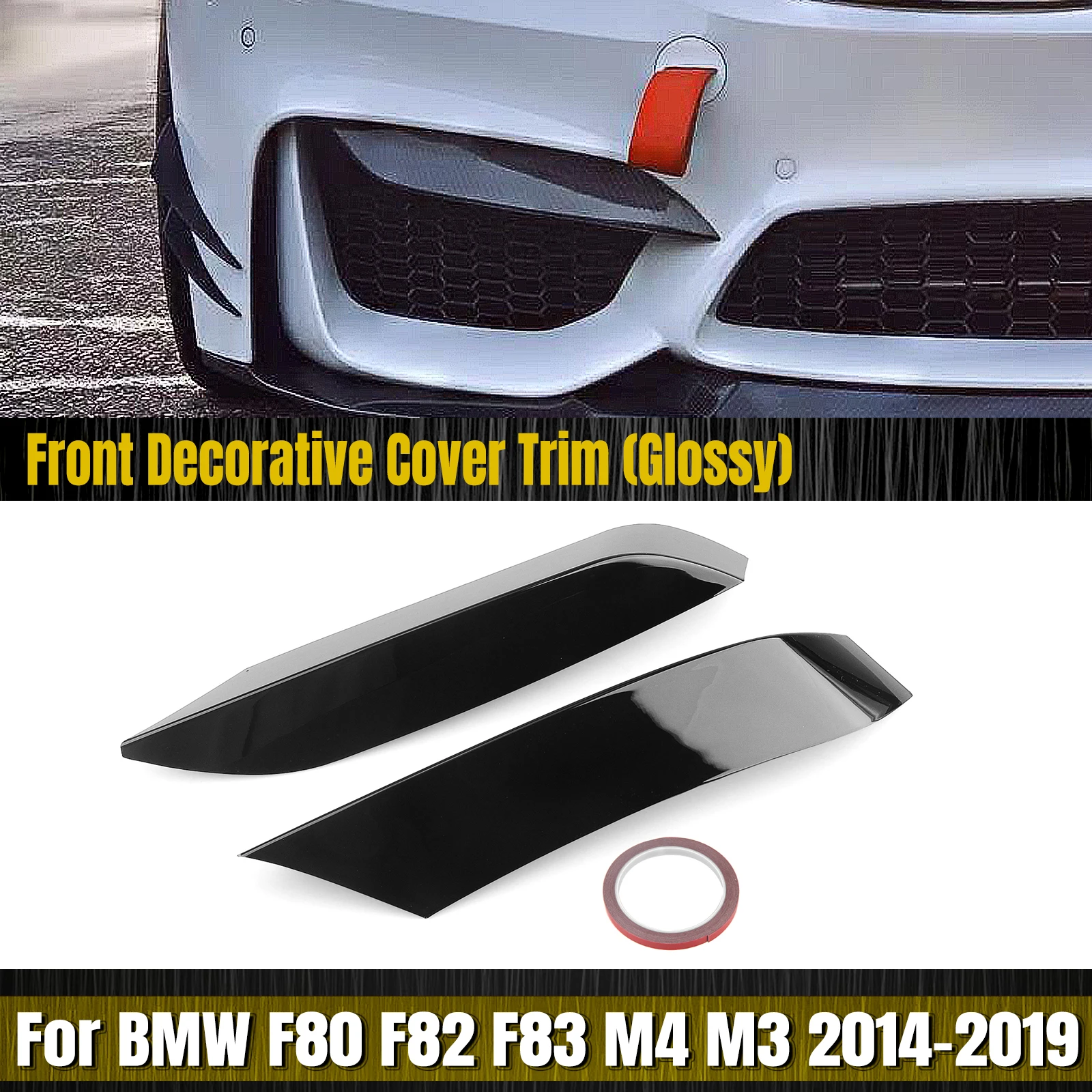 

Front Bumper Side Air Vent Splitter Trim For BMW F80 M3 F82 F83 M4 2014-2020 Only Intake Frame Upper Spoiler Cover Canard Brow