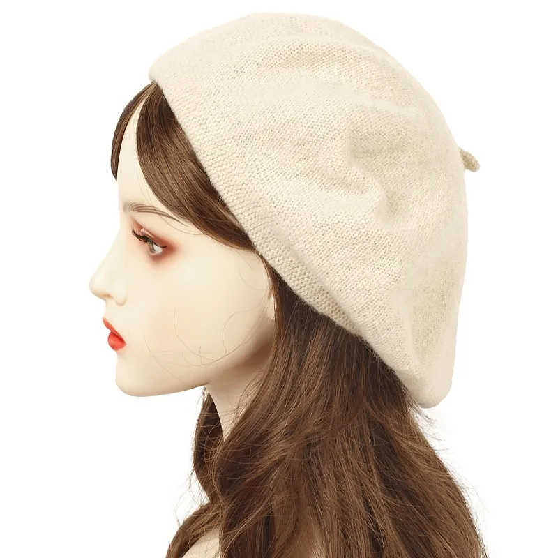 Women Elegant Beret French Artist Warm Wool Winter Beanie Hat Solid Color Retro Beret Elegant Lady Winter Caps