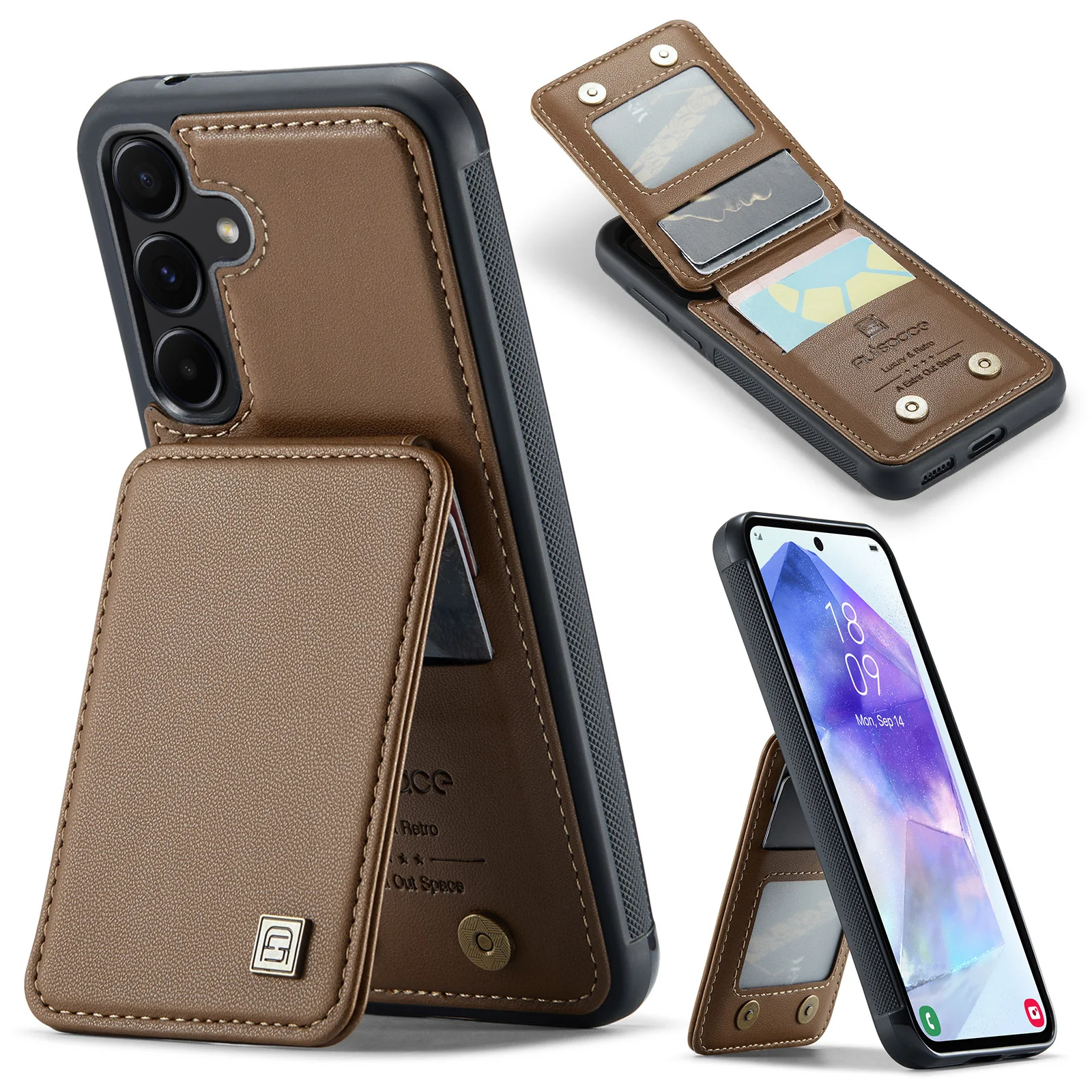 Vertical Cards Solt Wallet Leather Case for Samsung Galaxy S24 Ultra S23 FE S21 S22 Plus A15 A25 A35 A55 Magnetic Stand Cover