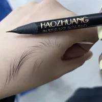 Alta calidad HAOZHUANG lápiz de cejas maquillaje negro línea salvaje lápiz de cejas núcleo duro pluma de cabeza plana blanco impermeable