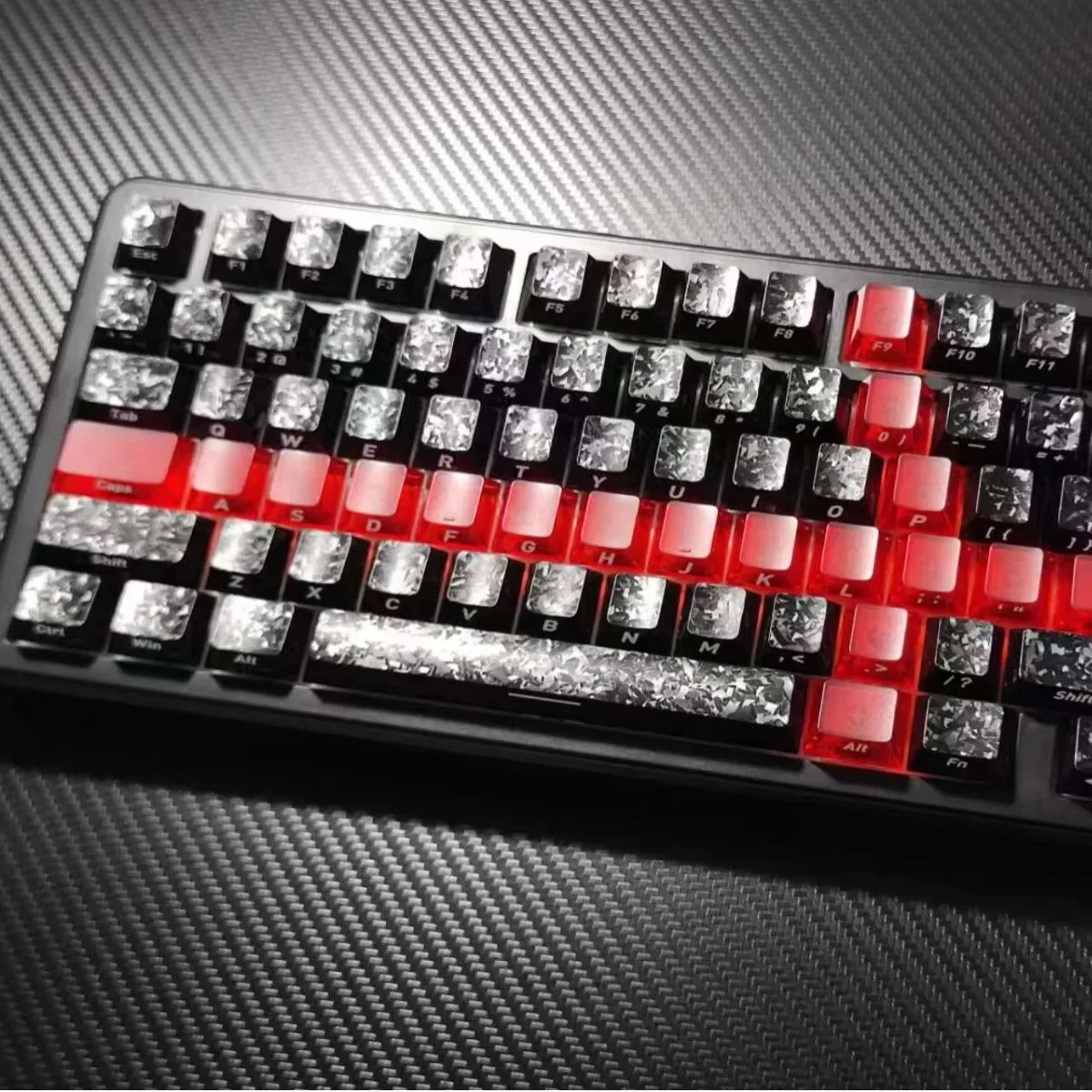 Carbon fiber side engraved keycaps PC plus ribbon 119 keys WOOTING Bee magnetic axis for mechanical keyboard keycaps
