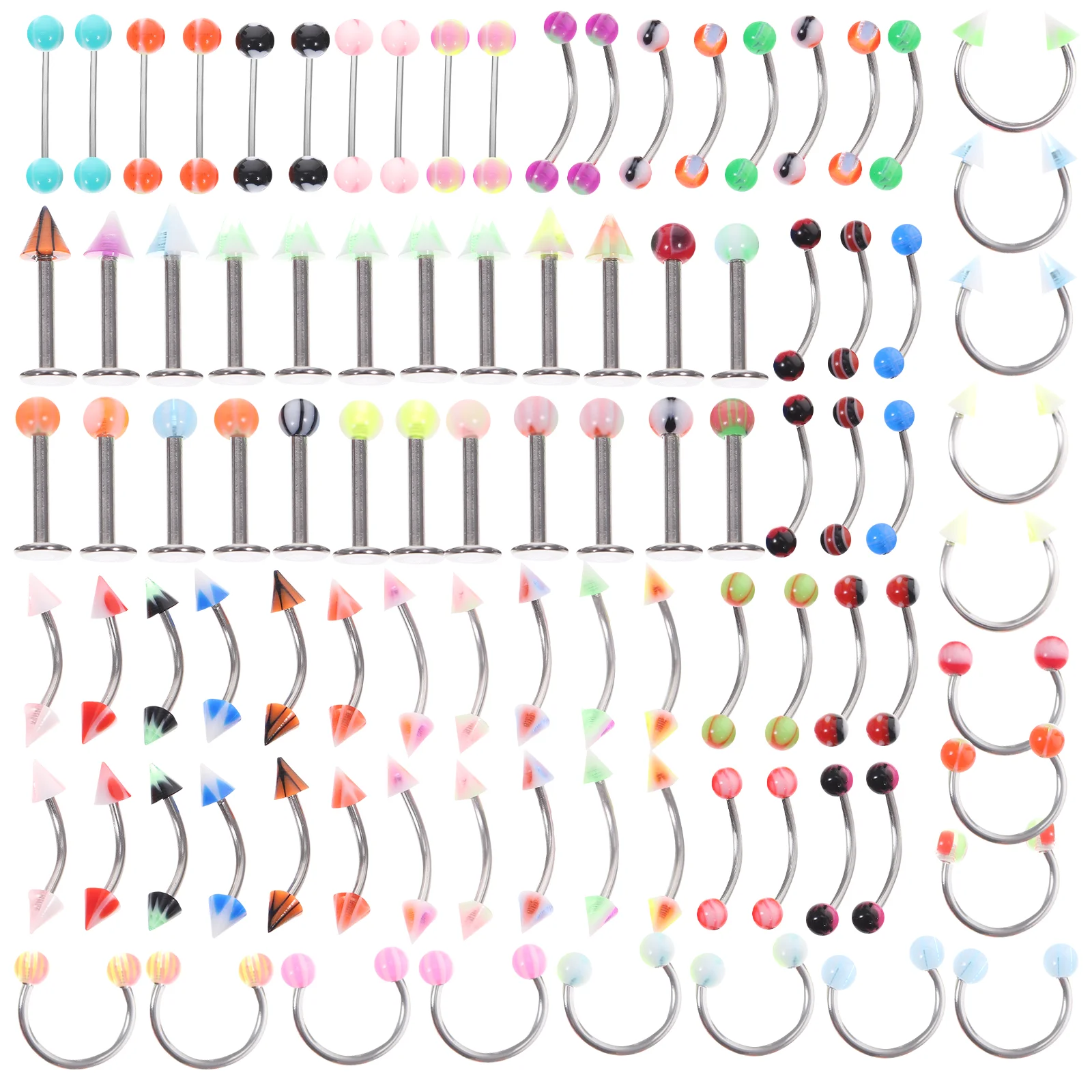 Eyebrow Nail Tongue Rings Oblique Mirror Piercings Body Decoration Wall Mounted Makeup Creative Lip Studs Navel Accessories