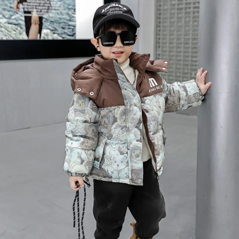 Boys Coat Cotton Jacket Windbreak Outerwear 2024 Vintage Winter Autumn Thicken Warm Cotton Christmas Gift Children's Clothing