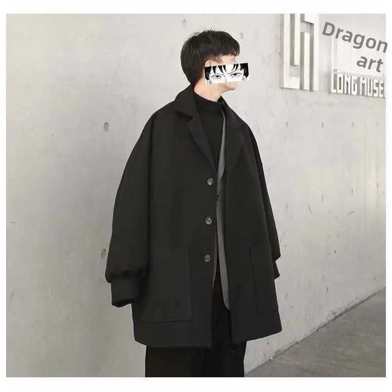 

Мужской ленивый корейский модный универсальный свободный клетчатый шерстяной топ, весенне-осенняя верхняя одежда Salt System, молодежная повседневная одежда в стиле панк...