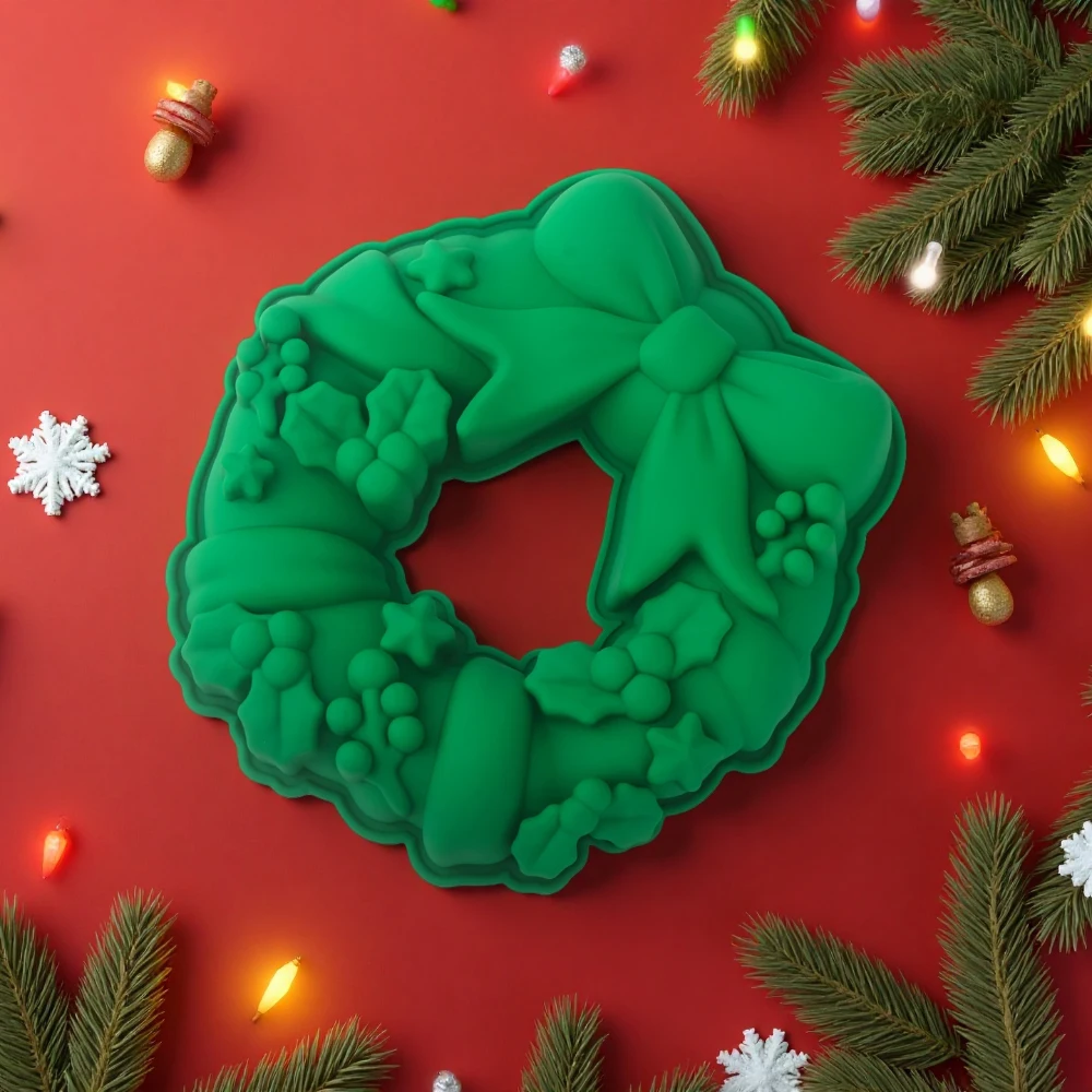 Christmas Wreath Snowman Gift Box or Santa Claus Design Chocolate Molds Christmas Silicone Cake Molds Kitchen Dessert Decoration