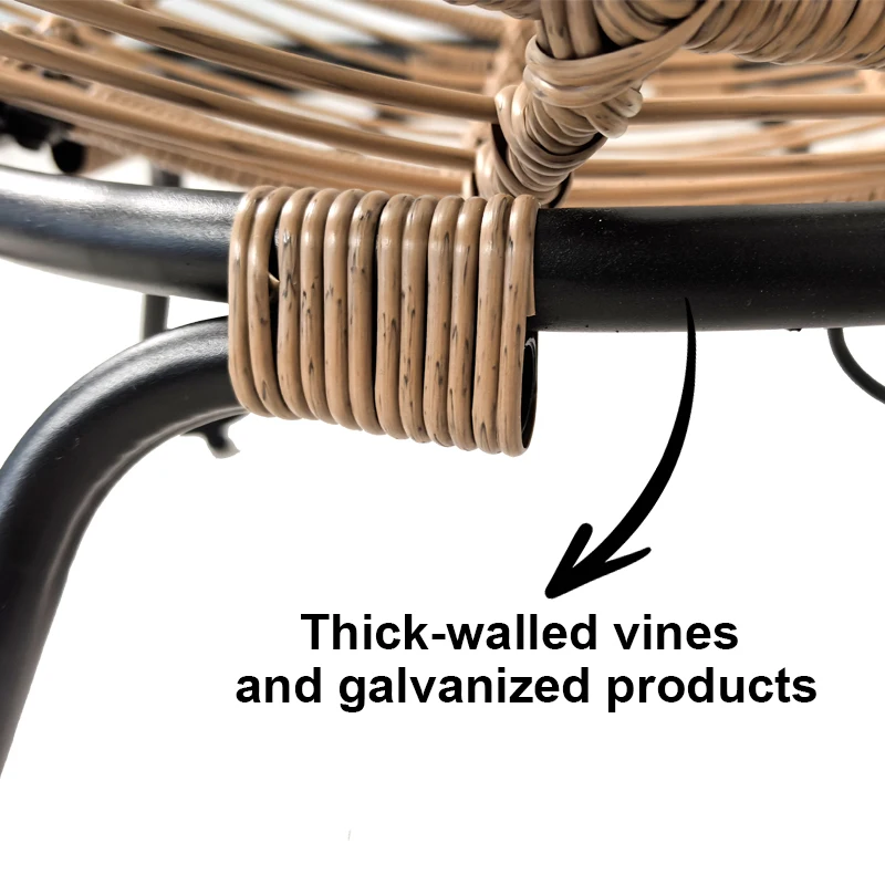 كرسي مستدير مريح مقاوم للماء من البولي ايثيلين على شكل بيضة من الخوص، لون خفيف الوزن، فناء خارجي، حديقة في الشرفة #4