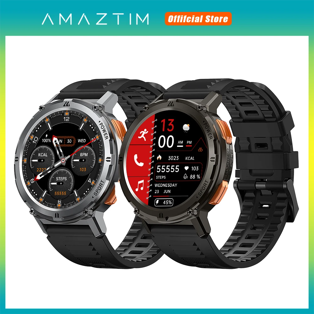 

2024 AMAZTIM TANK T2 AOD Smart Watch For Men AMOLED Bluetooth IP69K 5ATM Waterproof AI Voice Sport Electronic Smartwatch Ultra