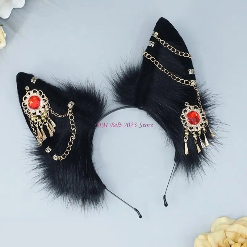 

49ME Halloween Headband Wolf Ear Hair Hoop Prom Party Adult Cosplay Props