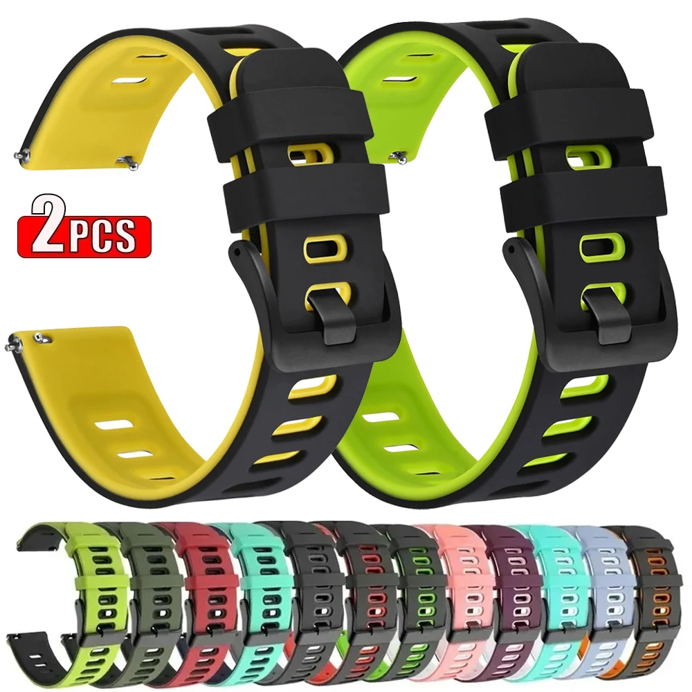 2Pcs 20 22mm Silicone Band For Xiaomi Watch 2 Pro/S3/S2/S1 Active /Mi Watch color 2 Sports bracelet Huawei GT 2e 5 Amazfit strap