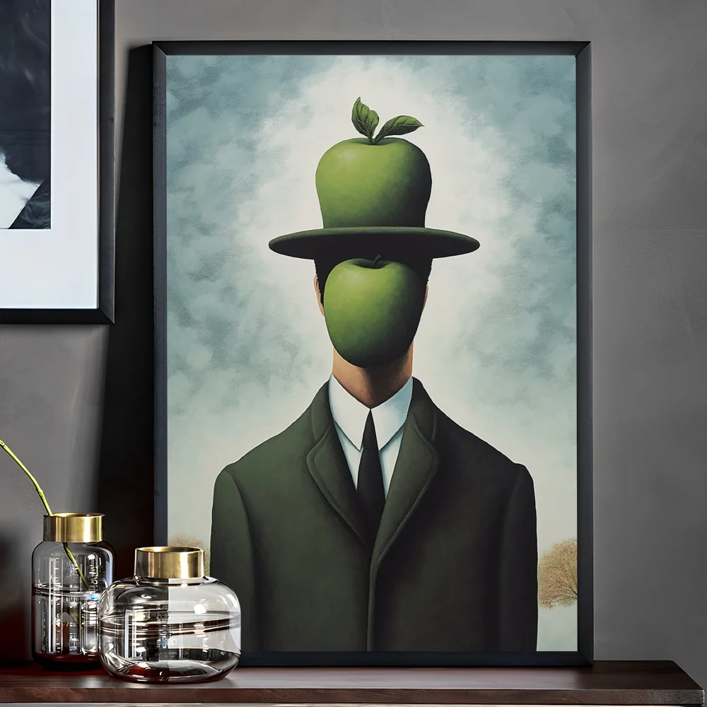 Scandinavian minimalist Rene Magritte surrealist Anime Posters Sticky Waterproof Paper Sticker Coffee House Bar Room Decor