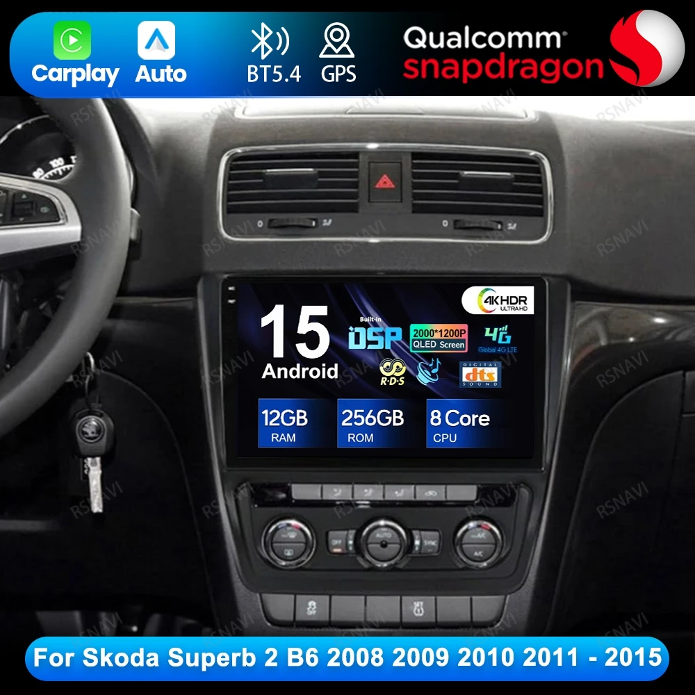 

Android 15 For Skoda Yeti 5L 2009-2014 DSP Qualcomm 5G WIFI QLED BT Stereo Navigation 4G LTE Wireless Carplay Auto Car Radio DVD