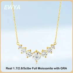 EWYA Sparkling 1.7/2.8/5cttw Full Moissanite Pendant Necklace for Women S925 Silver Plated 18K Gold Pass Diamond Test Necklaces