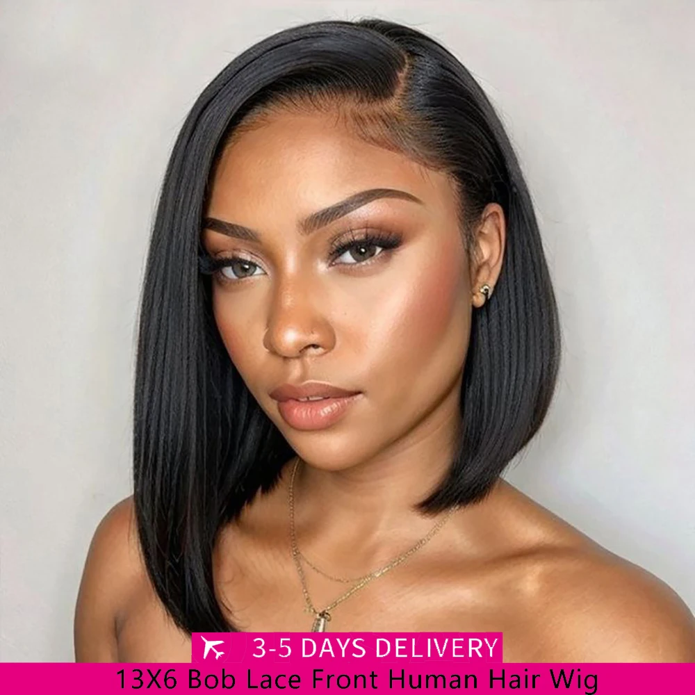 

10 12 Inch 13x6 Bob Wig Human Hair Straight Lace Front Human Hair Wig Pre Plucked Brazilian Hair Wigs Human Hair Multi Parting