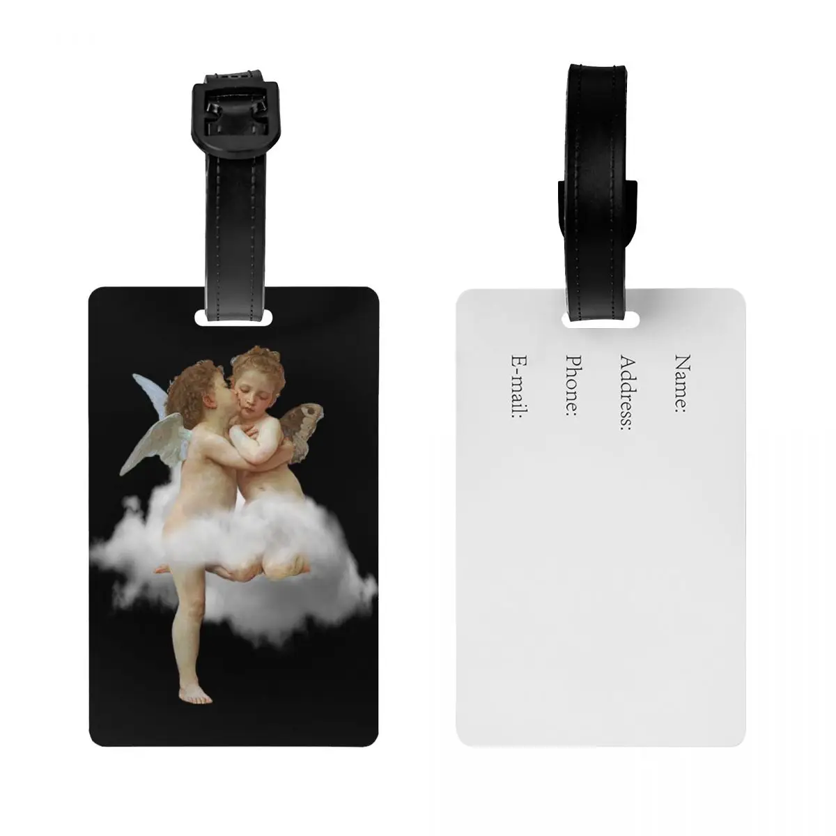 Custom Renaissance Angels Luggage Tag With Name Card Aesthetic Cloud Cherub Privacy Cover ID Label for Travel Bag Suitcase